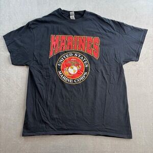 US Marines T Shirt Black Military Marine Corps Graphic Tee Heavy Cotton Men's XL